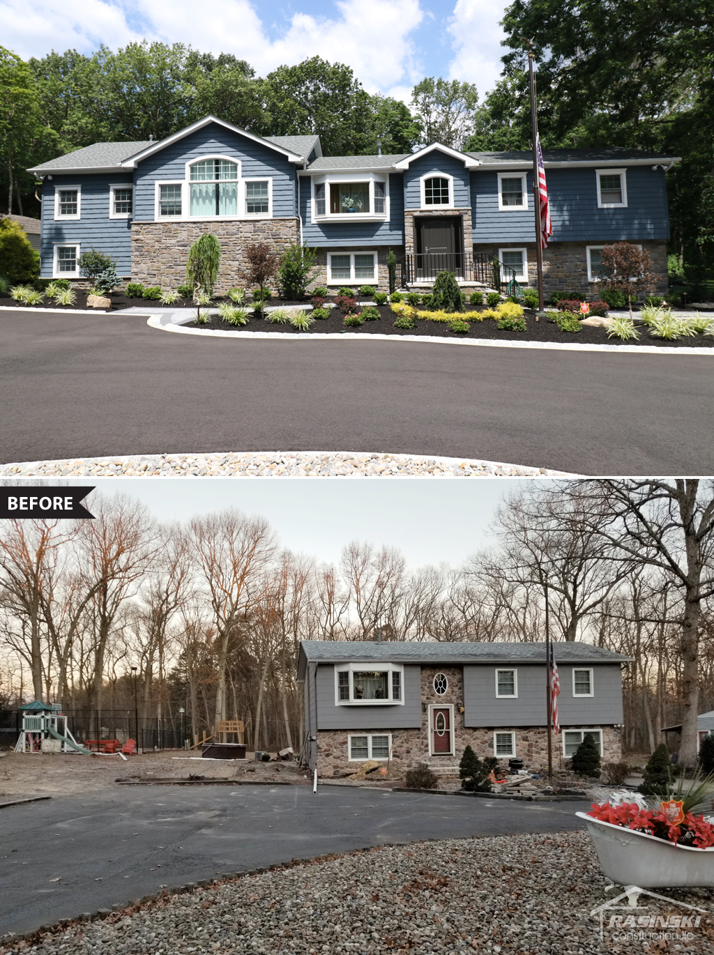 Before and After Home Addition Photos of Project in Monmouth County NJ by Rasinski Construction