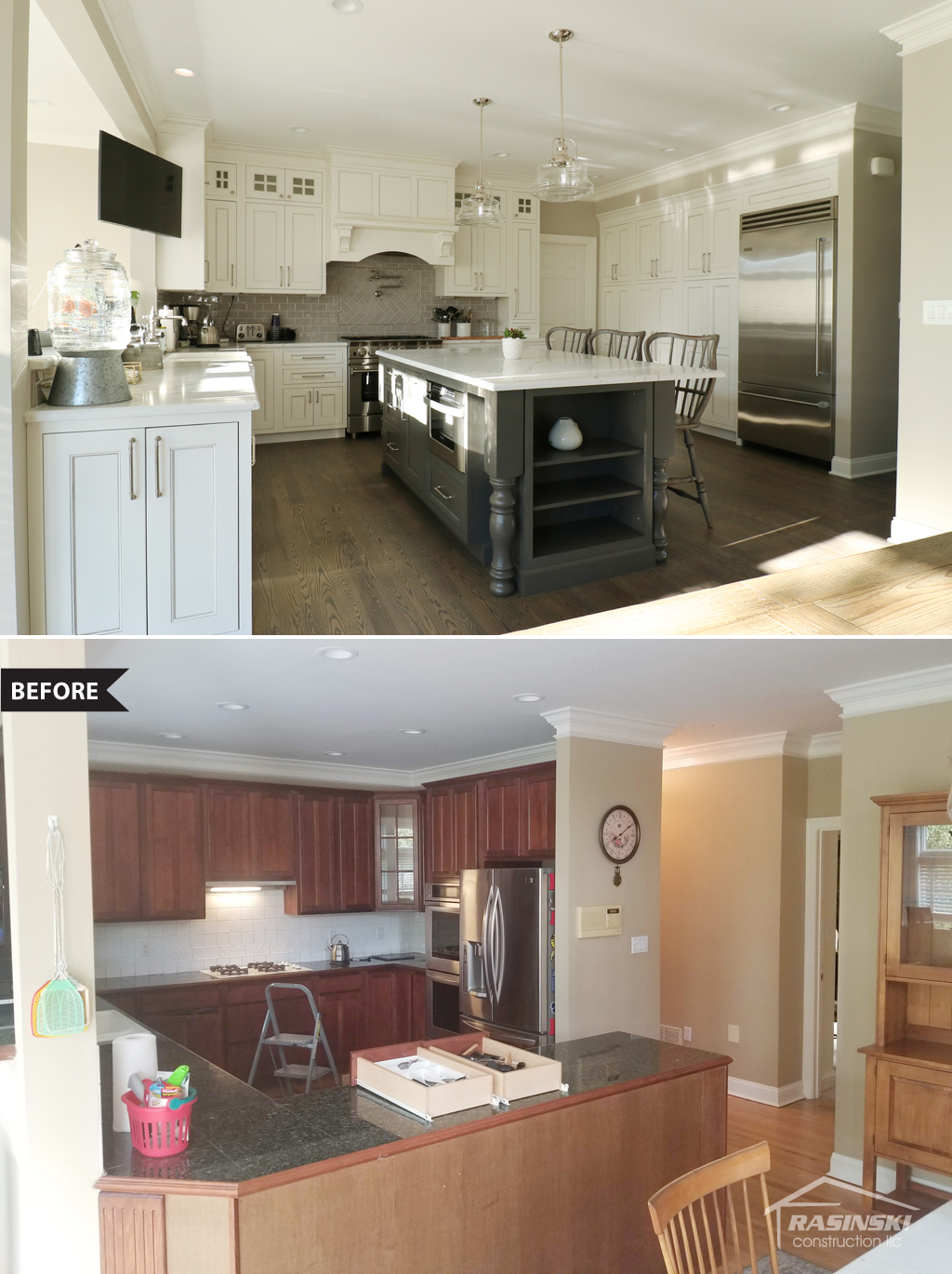 Before and After Photos of Kitchen Remodeling Project in Monmouth County NJ by Rasinski Construction