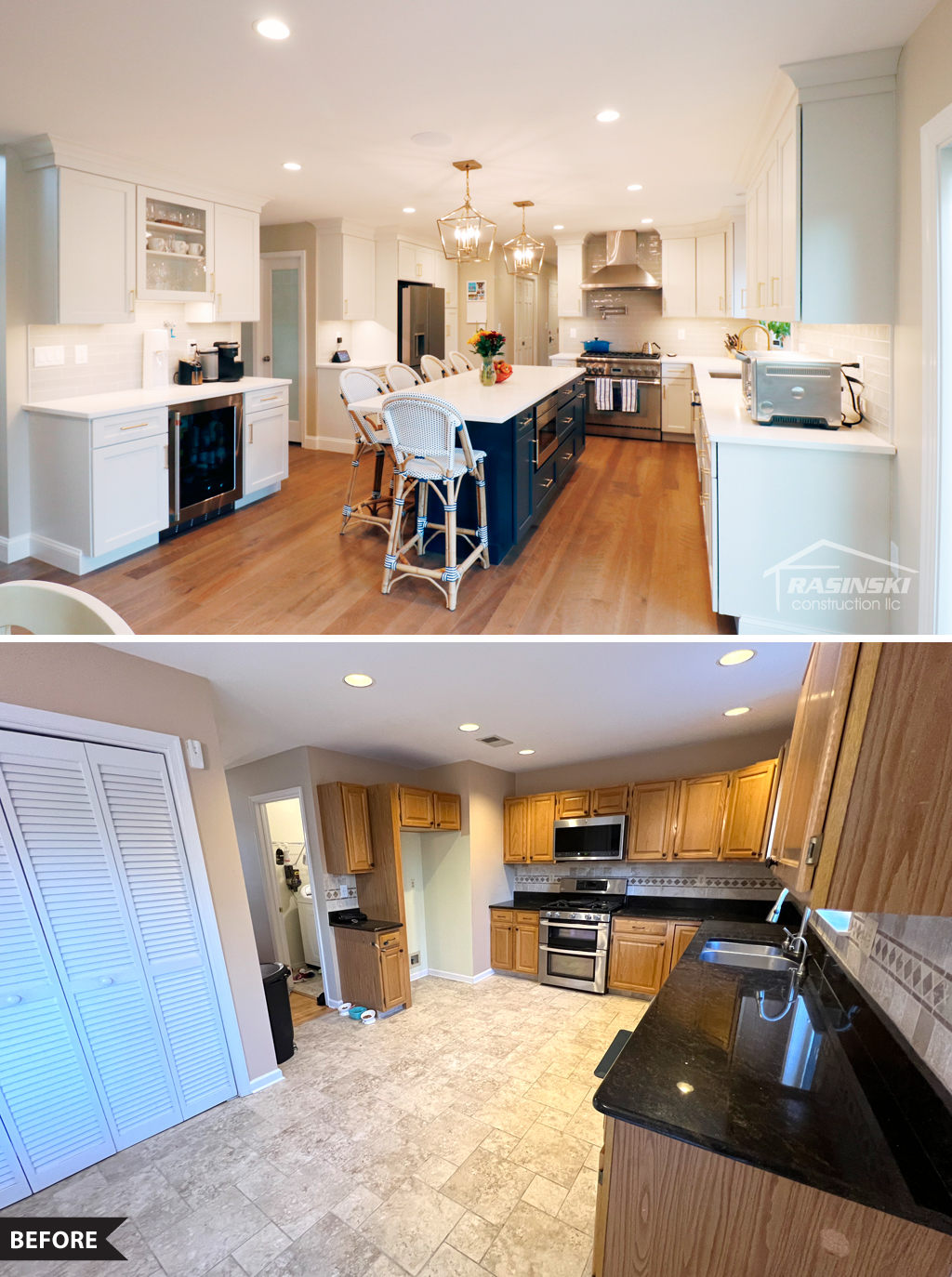 Before and After Photos of a Kitchen Remodeling Project in Mercer County NJ by Rasinski Construction