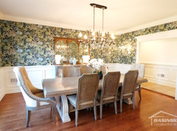 Finished dining room remodel in Colts Neck NJ, as completed by Rasinski Construction