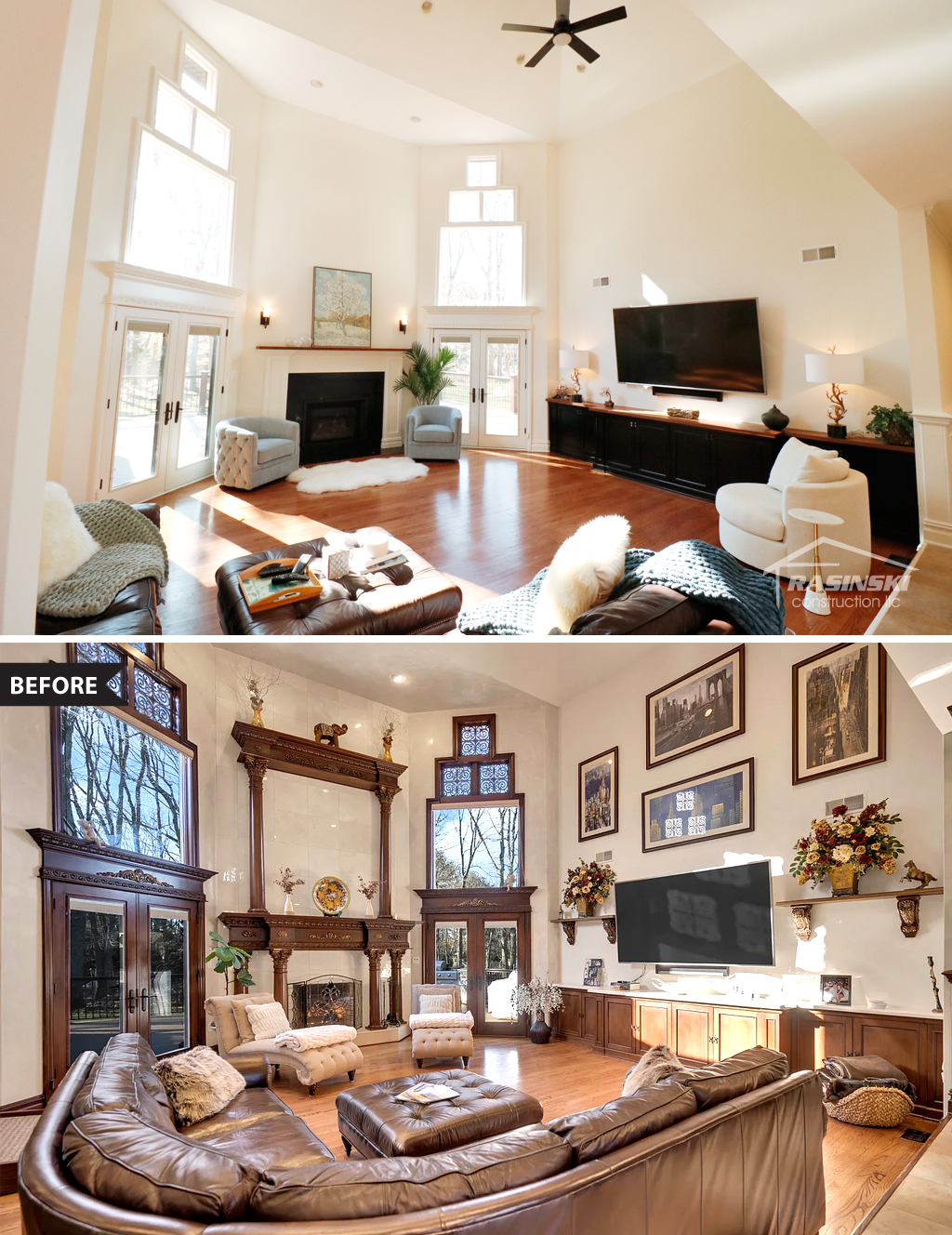 Before and After photos of a home remodel in Colts Neck NJ completed by Rasinski Construction
