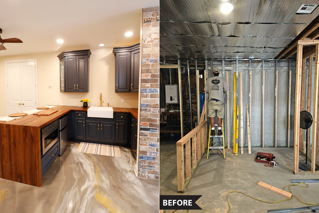 Before and After Photos of Howell NJ Basement Finishing Project by Rasinski Construction