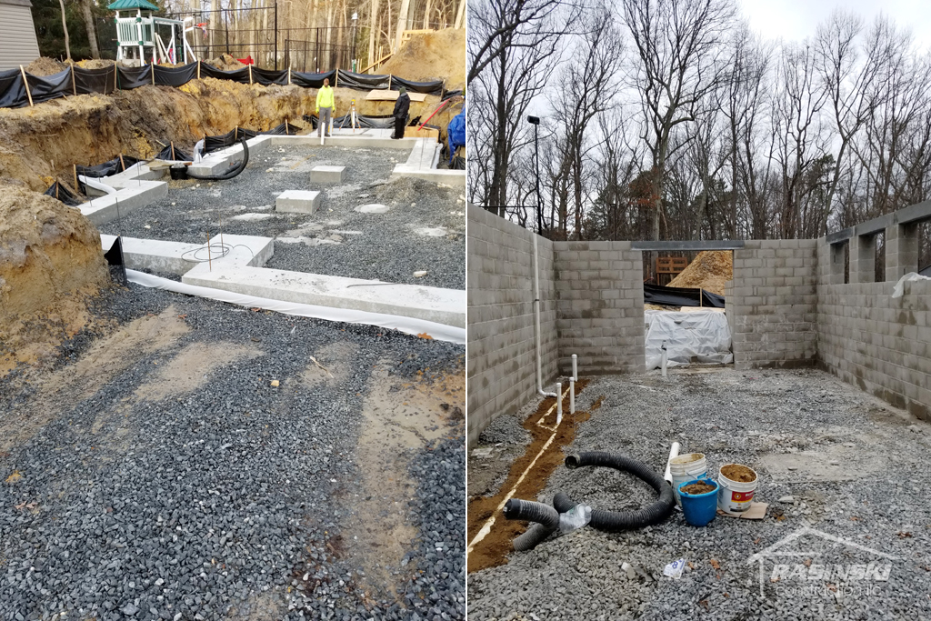 Construction of the Foundation of a Home Addition in Howell NJ by Rasinski Construction