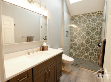 Hallway bathroom remodel in a South Brunswick home. Work completed by Rasinski Construction
