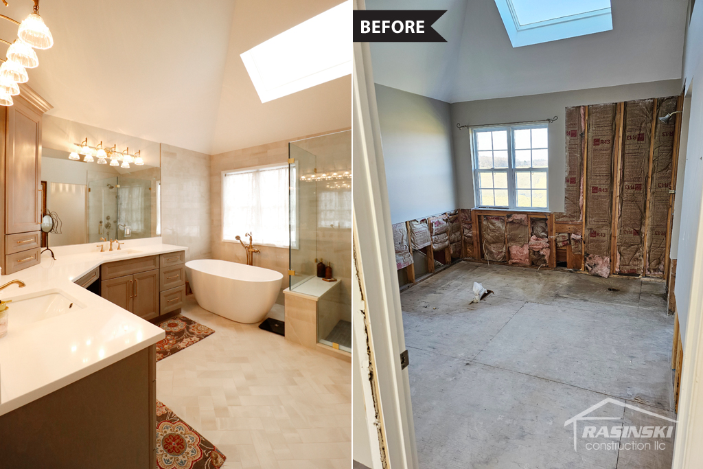 Before and After Photos of a Master Bathroom Remodel in South Brunswick, NJ by Rasinski Construction