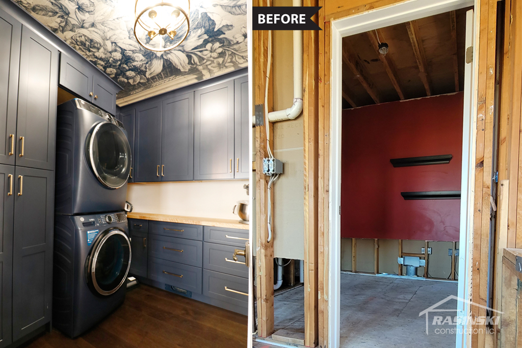 Before and After Photos of Laundry Room in a Home Remodeling Project in South Brunswick, NJ